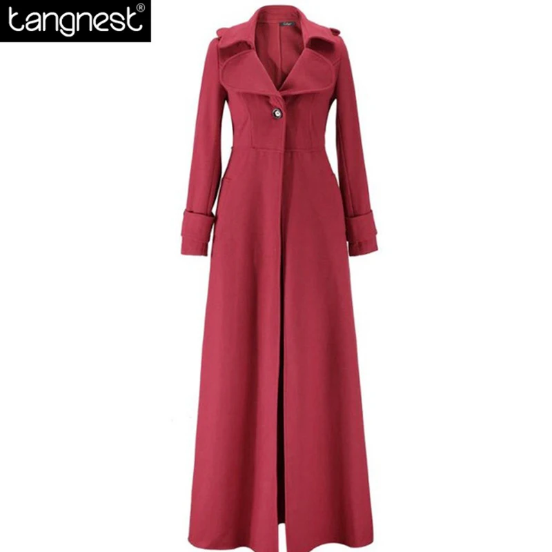 TANGNEST Solid Floor Length Coat 2017 Spring Women Extra Long Surcoats ...