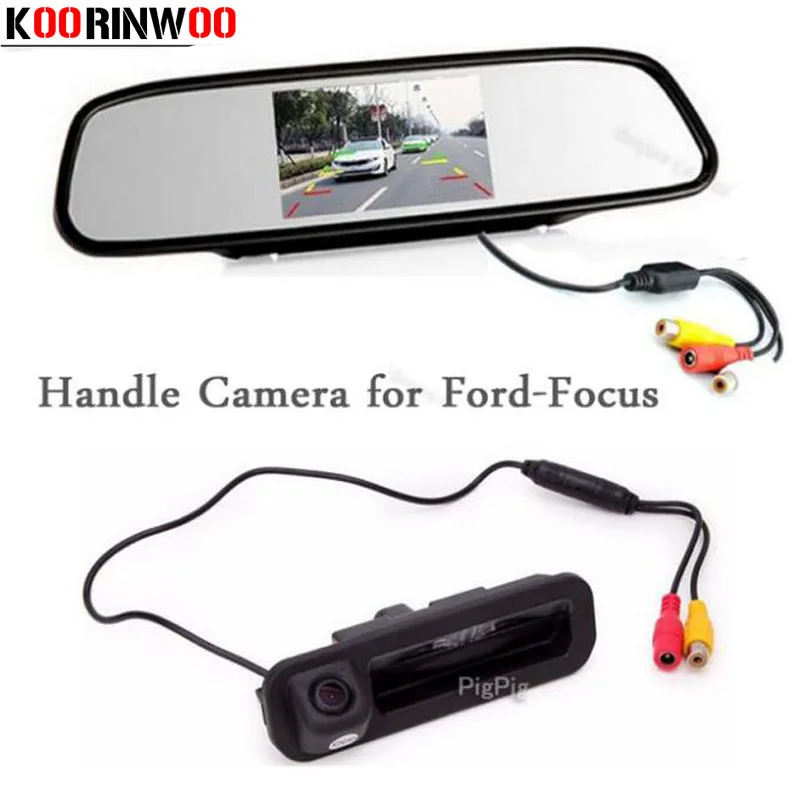 

Koorinwoo 2in1 Parking Assistance Car rearview camera button Trunk Handle For Ford/focus 2 3 Hatchback Sedan Car mirror Monitor