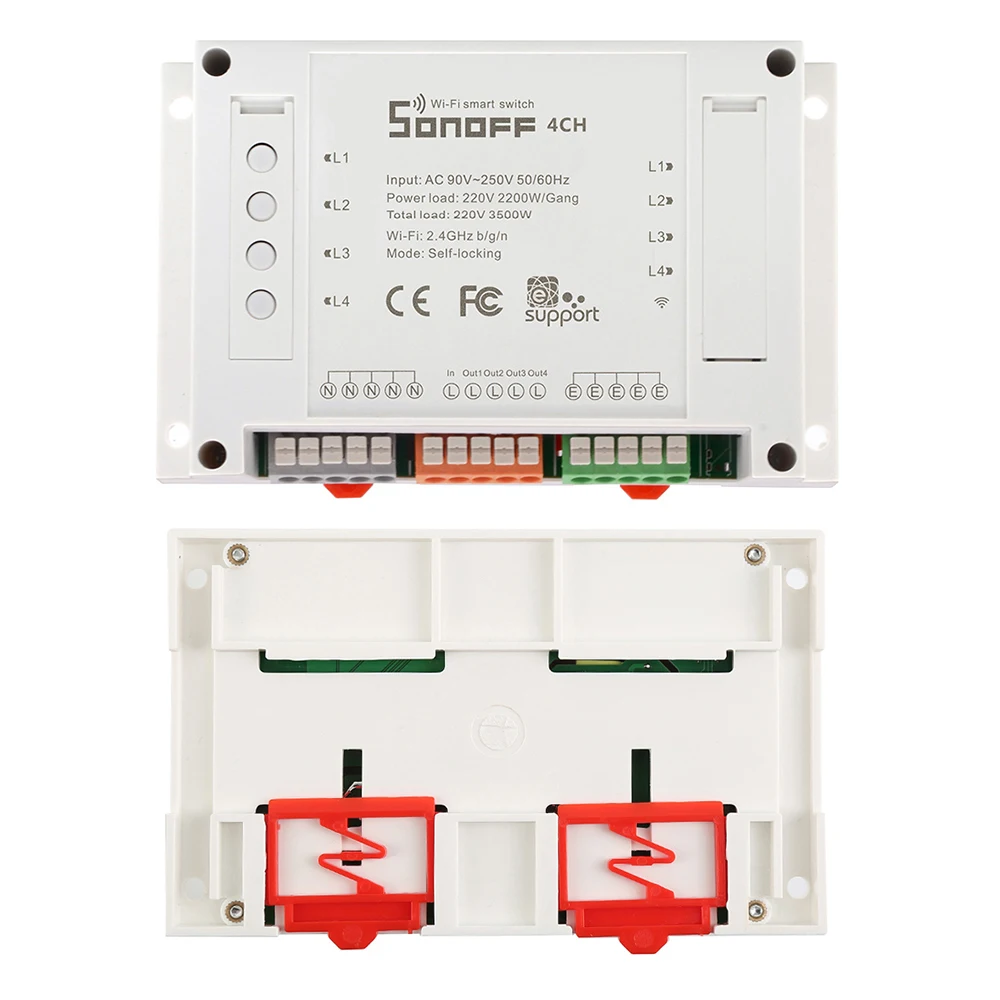 Sonoff 4CH 10А/банда Wifi смарт-коммутатор 4 банда четырехканальный дистанционный Wifi светильник переключатель управление 4 устройства работа с Alexa Google Home