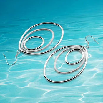 

2014 new solid genuine 925 sterling silver fashion circle drop earrings jewelry for girls