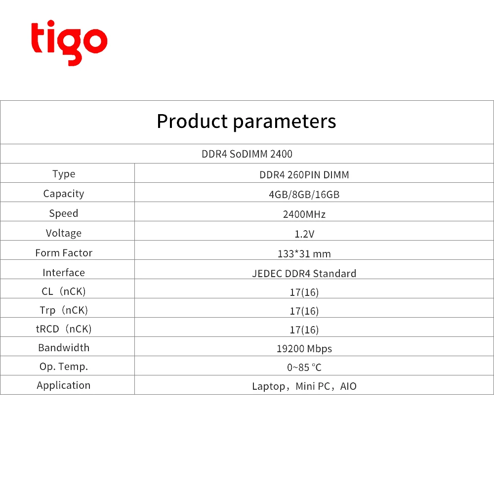 Tigo DDR4 4 ГБ 8 ГБ оперативная память 2400 МГц память ddr 4 SoDIMM для ноутбуков мини ПК 2133 МГц