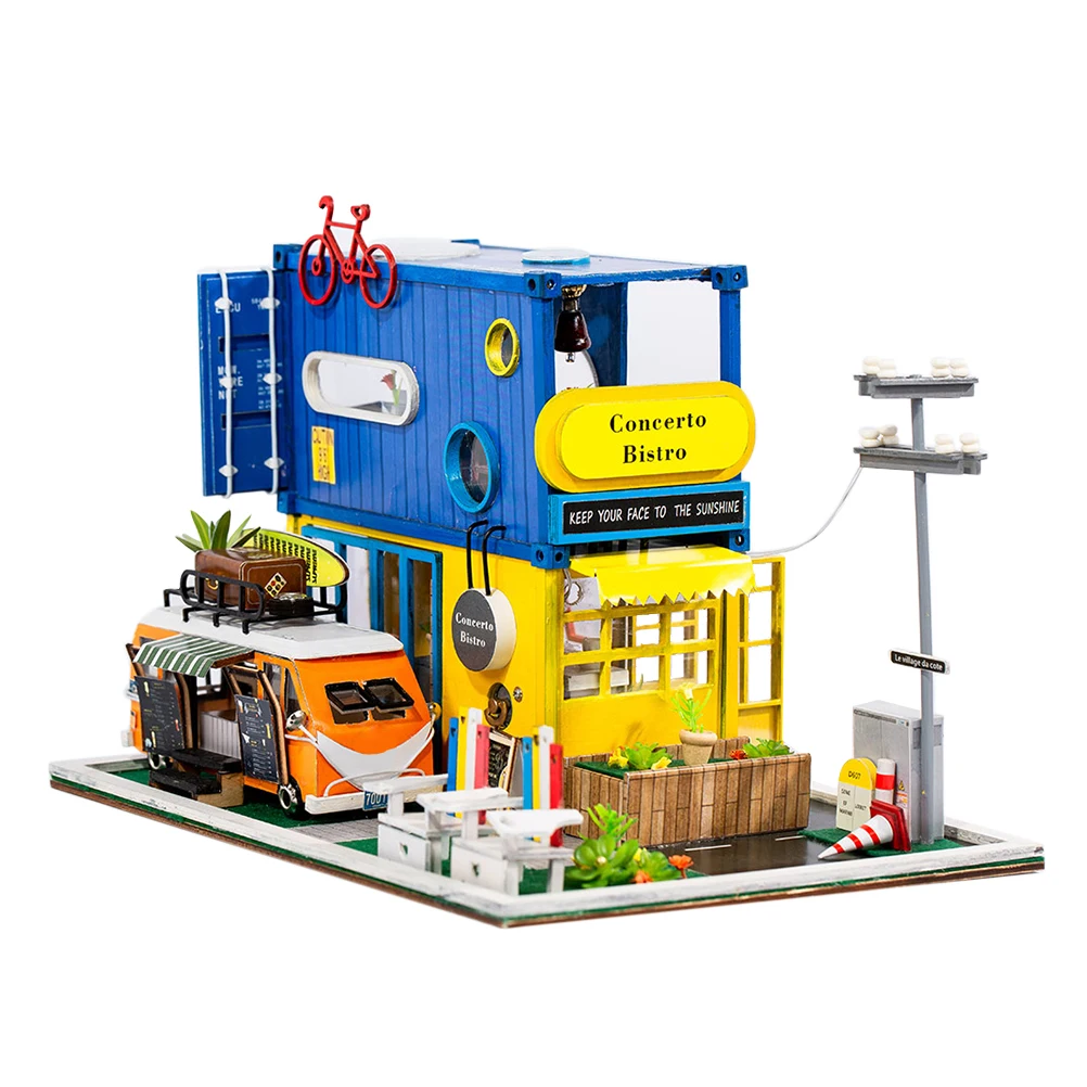 

1PC Creative Cute DIY Mini House Mobile Model Cafe Birthday Gifts For Girls Families Friends DIY House