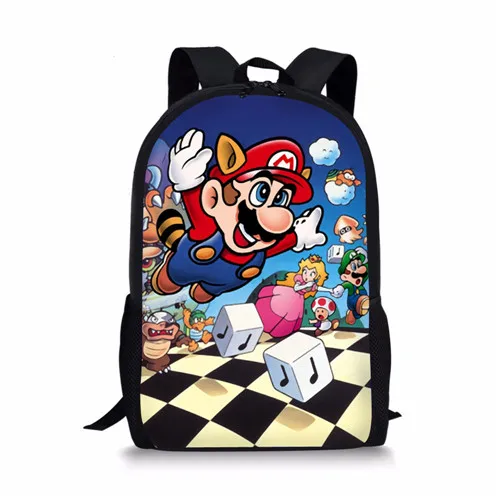 INSTANTARTS Super Mario Bros Backpack for Kid Girl Boy Cartoon Anime Schoolbag 3pcs Set School Backpack Escolar Infant Kids Bag - Цвет: H1455C