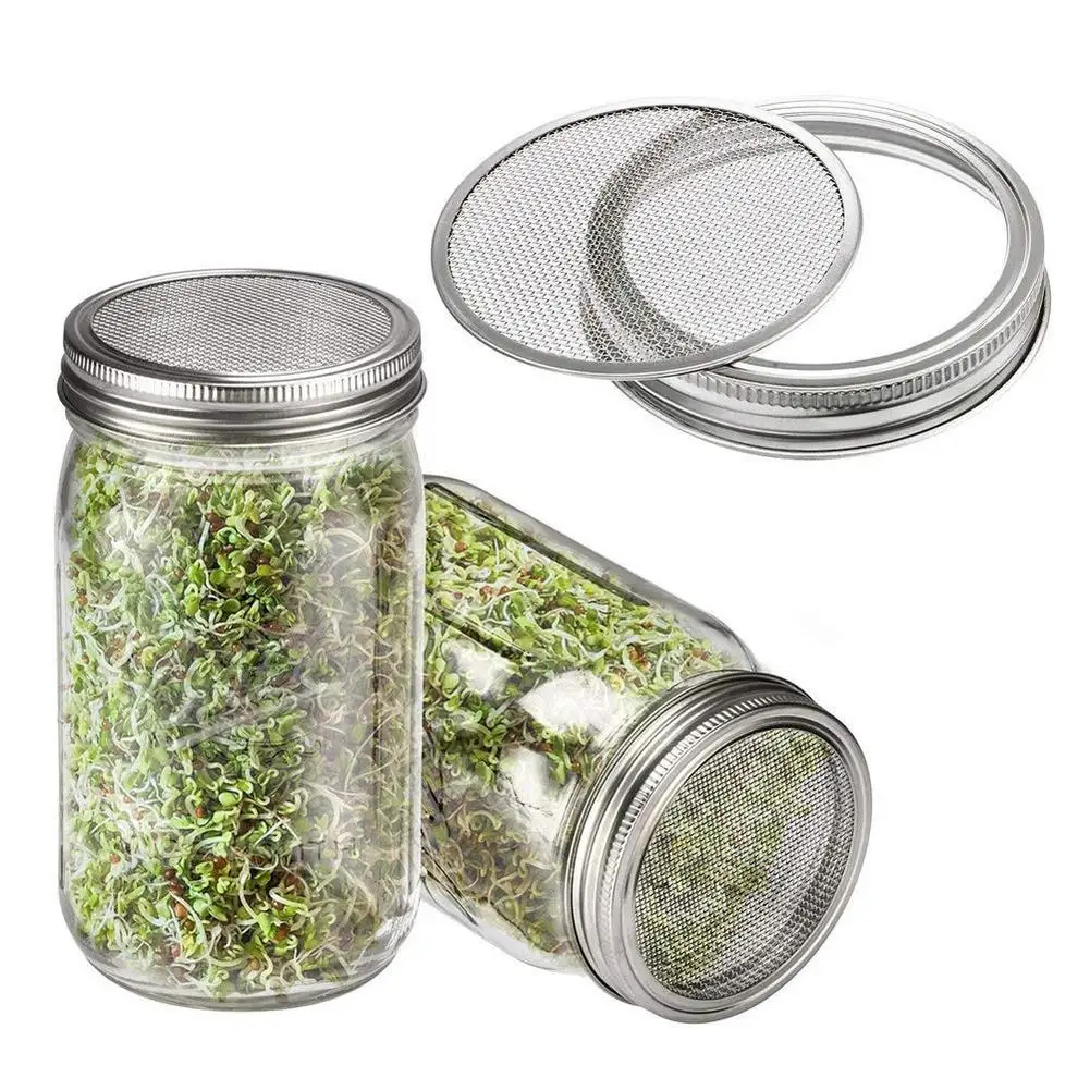 

4Pack Seed Sprouter Germination Cover Kit Sprouting Mason Jars With Stainless Steel Strainer Lids Stainless Steel Germinator Set