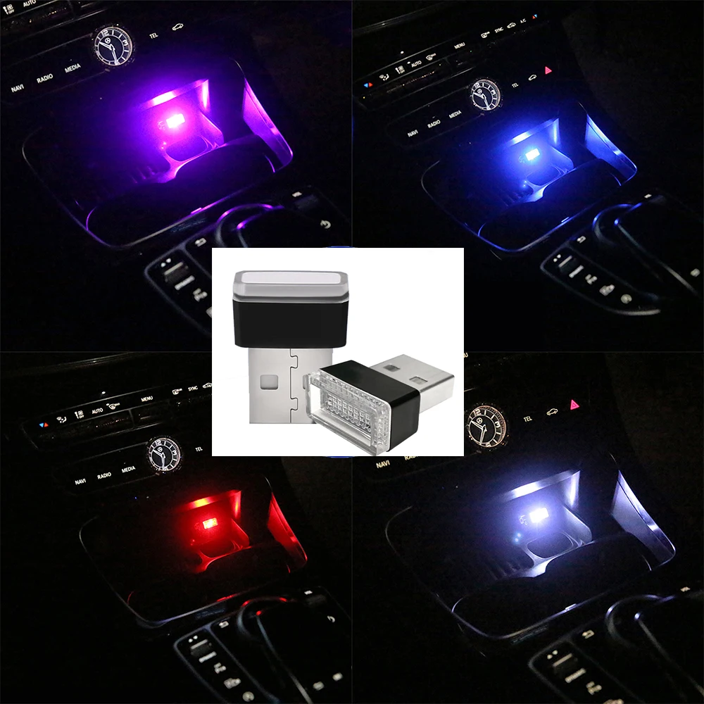 2pcs Car Atmosphere Lights 5V USB White Red Blue Pink Purple SUV Car Styling Interior Decoration Decorative Lamp Auto Foot Lamp (5)