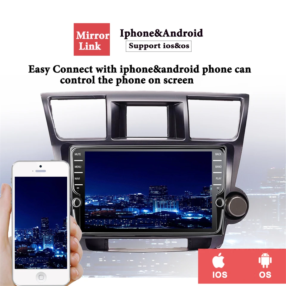 Cheap 9" Octa core Car radio for Toyota Highlander Kluger 2008-2012 android 9.1 car DVD player with 4G RAM 64G ROM Head Unit 9