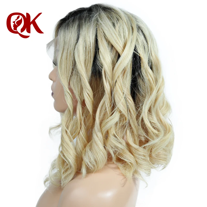 QueenKing волосы на кружеве парик 180% Платина блонд 1B 613 боб парик свободная волна свободная часть предварительно выщипанные бразильские человеческие волосы remy