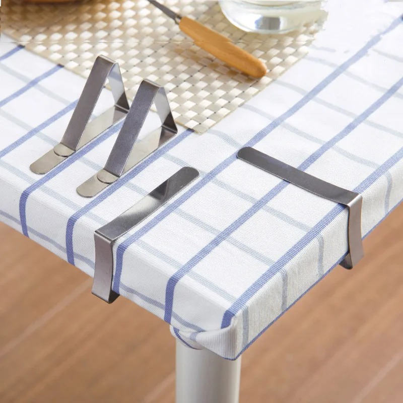 Cheap 4pcs! Stainless Steel Tablecloth Cover Clips table fixed Holder