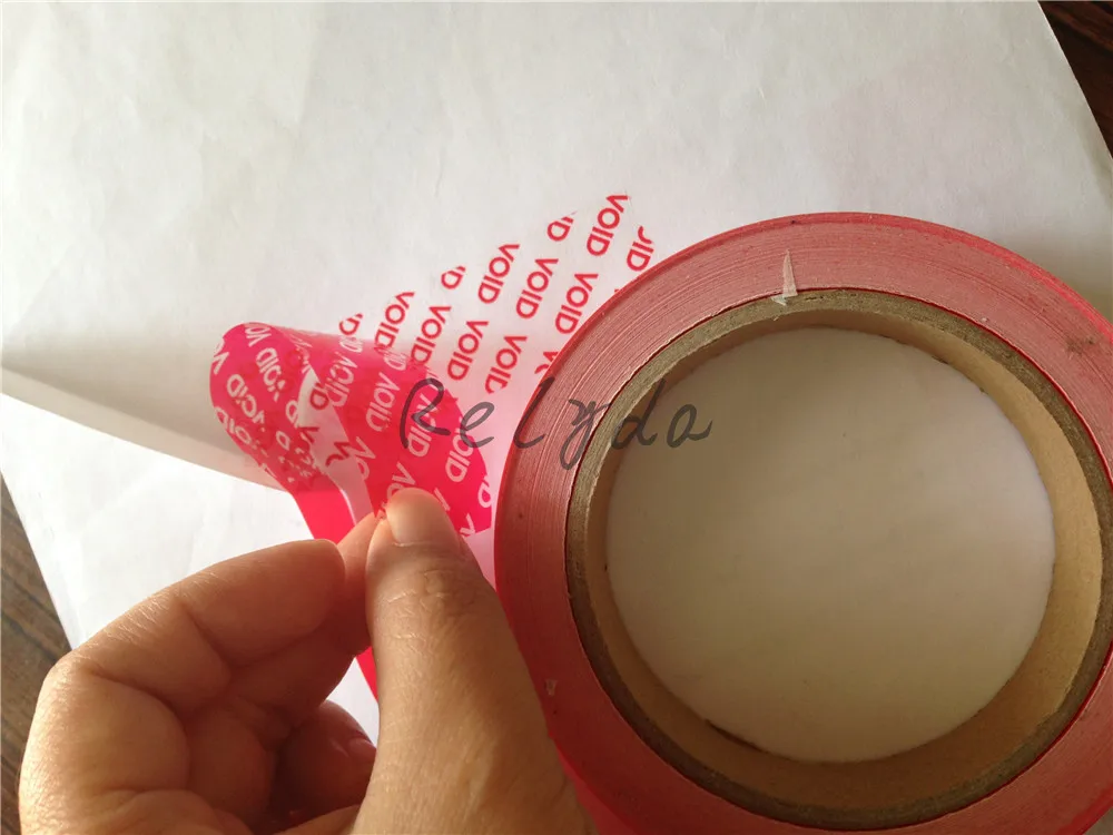 

1pcs Free shipping tamper evident package tape with released liner and cutting line warranty open void seals label red 25mm*30m