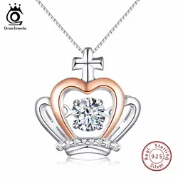 ORSA JEWELS роскошные 925 Серебряная корона ожерелья с кулоном с подвижными CZ Кристалл Шарм для женщин цепочки и ожерелья 2019 драгоценных подарок