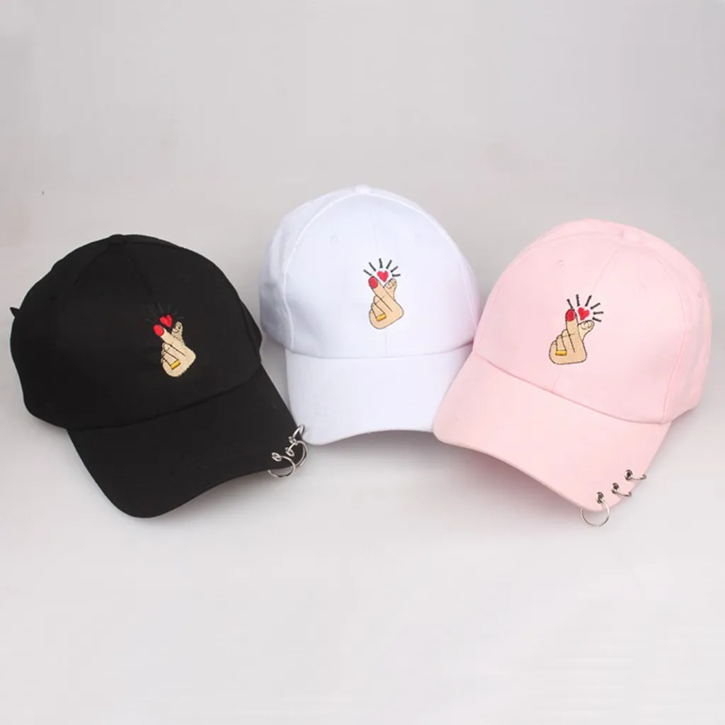 Модный Женский Мужской Бейсбольная Кепка Love At Finger, регулируемый ремень, кольцо, шляпы, летняя солнцезащитная Кепка, черный/розовый/белый