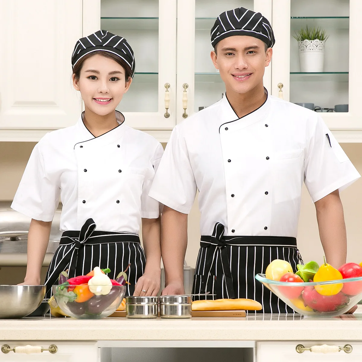 Us 16 93 35 Off Chef Uniform Lengan Pendek Dan Wanita Pakaian Musim Panas Overall Chef Dapur Hotel Makan Dapur Memakai Lengan Pendek B 6225 In Chef