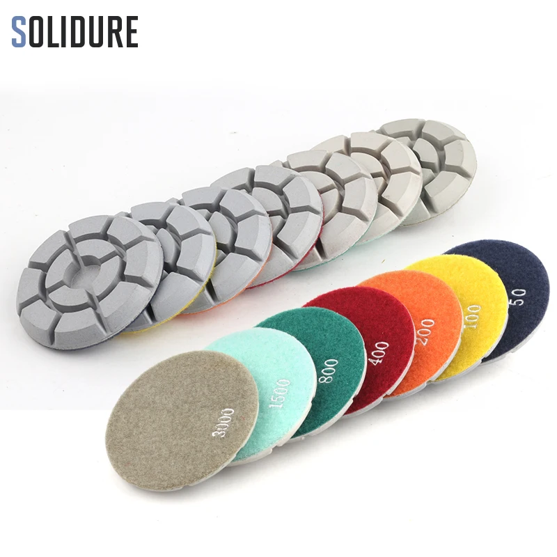 

7pcs/Set 4" Diamond Concrete Floor Polishing Pads High Quality White Floor Grinding For Polisher Stone Concrete Abrasive Tool
