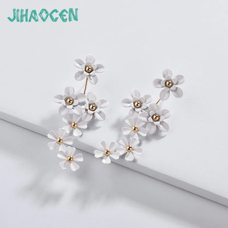 

Vintage Stud Earrings For Women Long Resin Acrylic Flowers Wedding Earring Alloy Orecchini Donna Statement Fashion Jewelry
