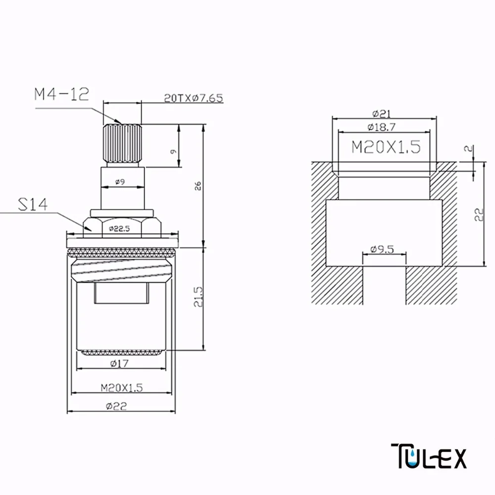 TULEX Керамический дисковый кран с картриджем, носик высокого стандарта, латунная запасная часть для смесителя воды, внутренний клапан, сердечник, четверть поворота