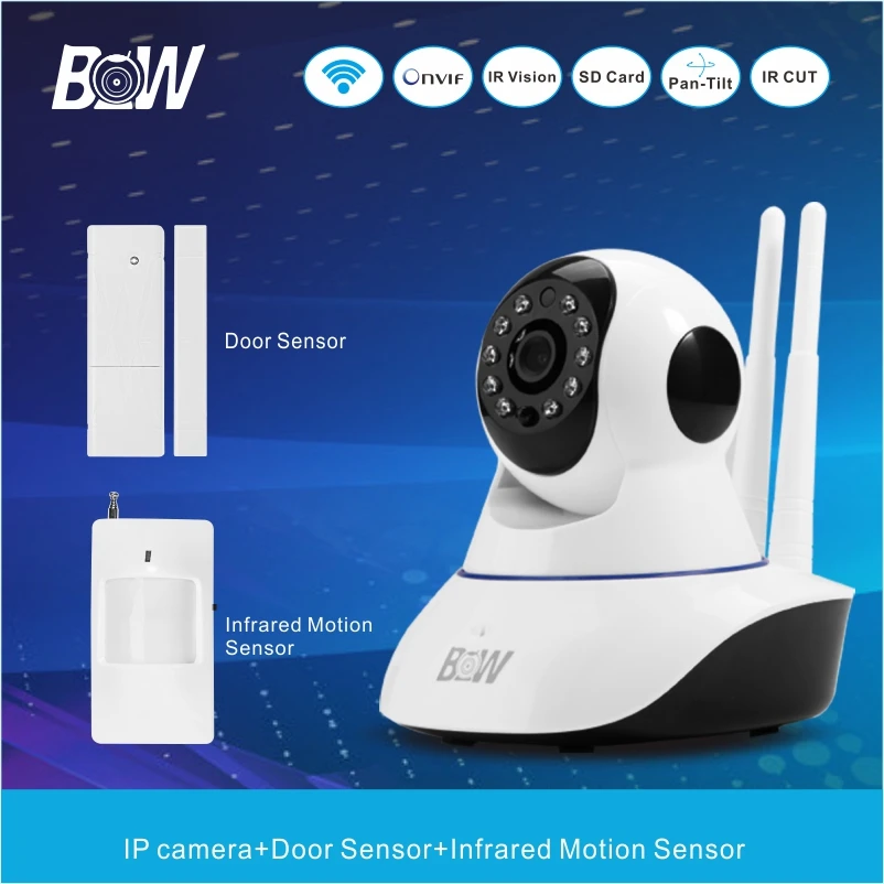 Baby Monitor Surveillance Wireless IP Camera Wi-Fi + Door Sensor/Motion Sensor Onvif WiFi IP Camera Security Alarm BW02D wifi surveillance camera ip onvif infrared motion sensor alarm security remote control network wireless ip camera wi fi