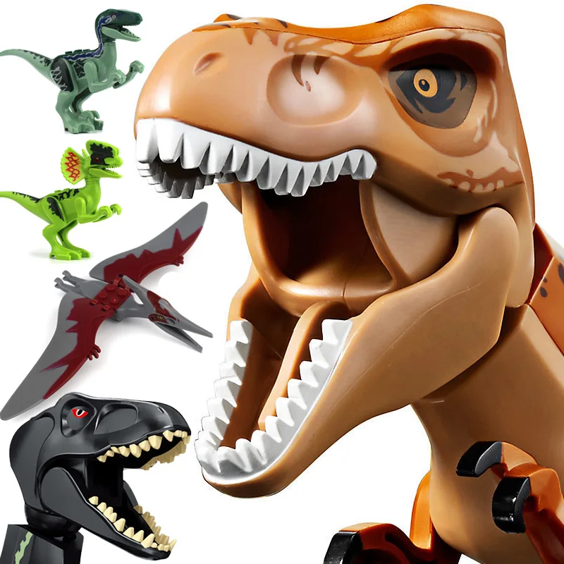 

Legoings Jurassic world Park Dinosaur Raptor Pterosaurs Triceratops model Building Blocks figures Playmobil Toys for Childrens