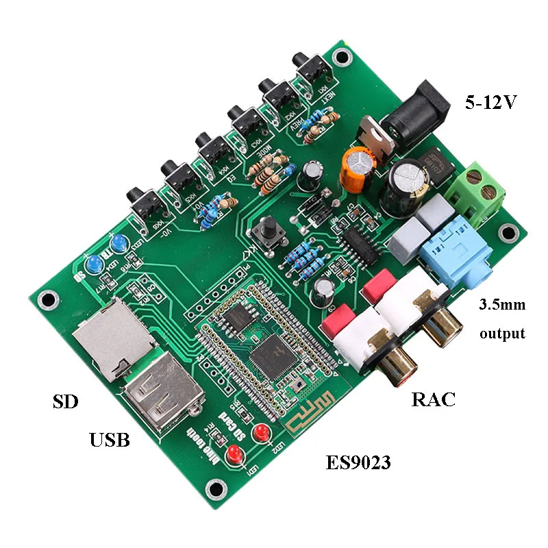 Цифровая аудио Плата WAV/APE/FLAC без потерь ES9023 Bluetooth DAC декодирование ies или SPDIF выход AC/DC 5-12 В T0394