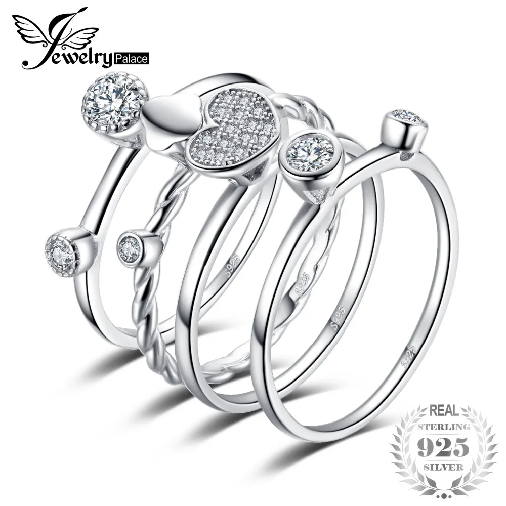 Jewelrypalace сердце любовь Юбилей Обручение обручальное 4 кольца Наборы для ухода за