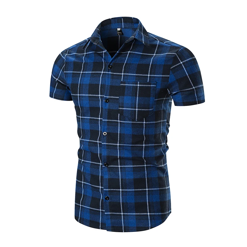 Для мужчин футболка с коротким рукавом бренд 2018 Для мужчин с полосой платье в клетку рубашки карман Дизайн Гавайский Camisa социальной Masculina XXL