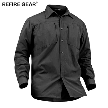 

ReFire Gear Men's Hiking Outdoor Shirt Spring Summer Breathable Camping Hunting Shirt Man Solid Quick Dry Long Sleeve Shirts