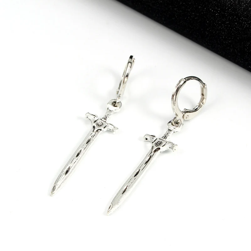 1 пара винтажные серебряные крест маленькие серьги-кольца для женщин крутые вечерние серьги пирсинг меча Oorbellen Pendientes E0280