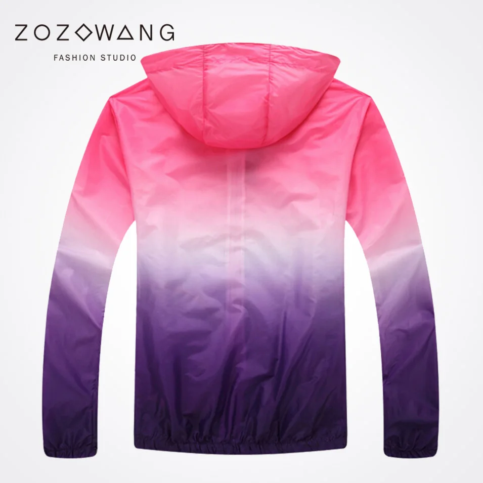 Zozwang Unisex Fashion Slim Coat UV Coat rainbow Sunscreen Clothing Plus Size Long Sleeved Casual Jacket Women Basic Coats