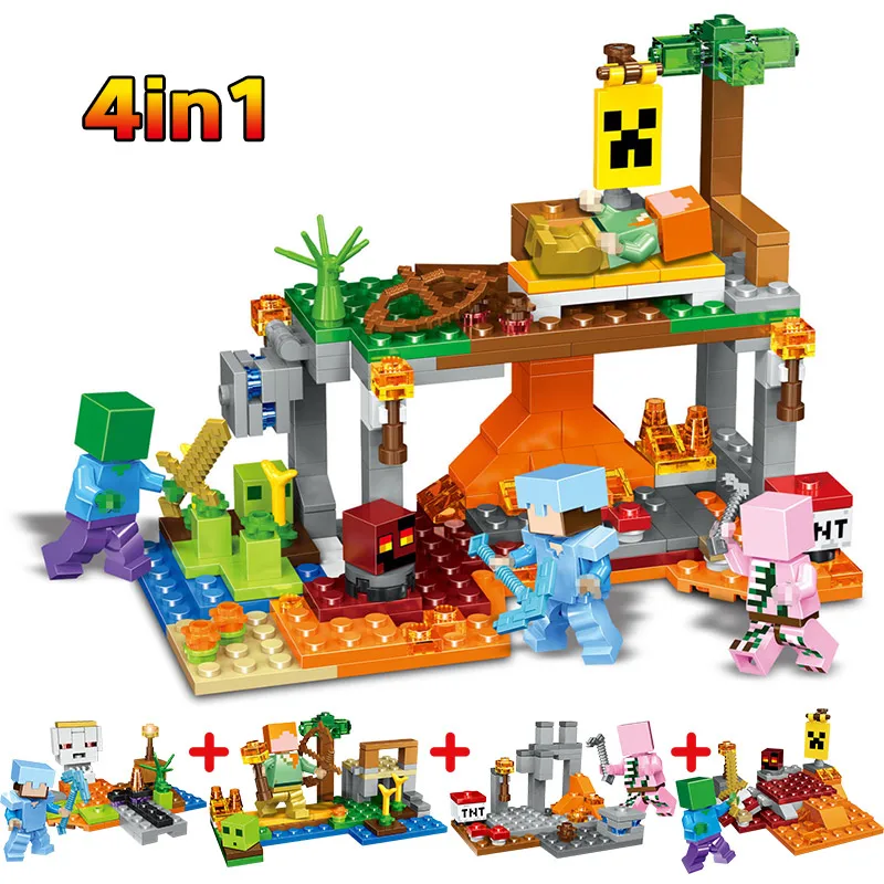 

My World Treasure Hunt Model Building Blocks Compatible Legoing Minecraft Action Figures Bricks Educational Toys Christmas Gift