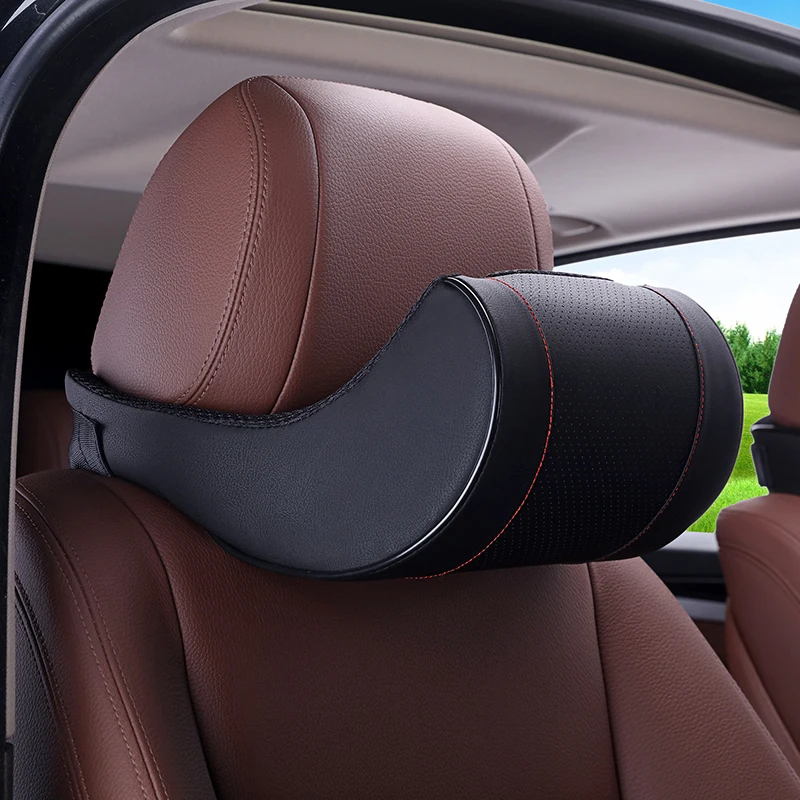 Beste AUTOYOUTH Auto Nekkussen Memory Foam Kussen 1 stks PU Lederen Auto Auto Seat Neksteun Zwart Hoofdsteun Kussen hoge Kwaliteit