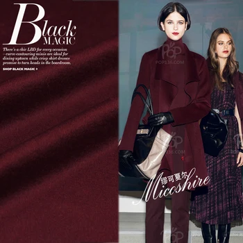 

Wool &Cashmere Fabric Apparel Fabrics Coat Material Winter Dark Red Cloth 92%Wool+8%Cashmere 620grams per meter