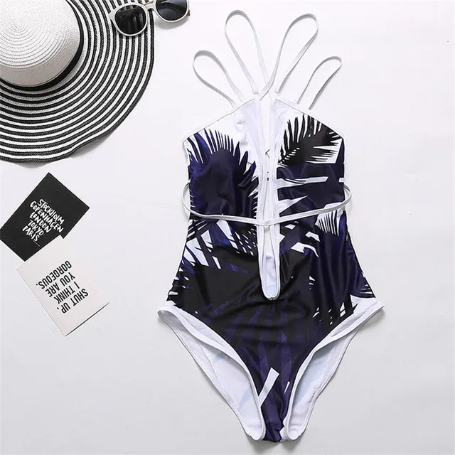 Cheap 2018 Womens Swimming Costume Padded Swimsuit Monokini Bandage Leaf Print Push Up Bikini Set Swimwear One-Piece Suits Cheap 2018 Womens Swimming Costume Padded Swimsuit Monokini Bandage Leaf Print Push Up Bikini Set Swimwear One-Piece Suits