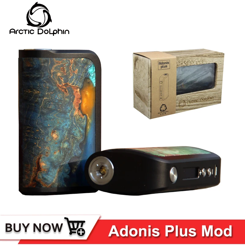 

Authentic Arctic Dolphin Adonis Plus 210W TC Mod stabilized wood box mod temp control support Ti Ni SS wires E-Cigarette Mods