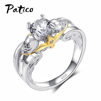 

Skull skeleton Hand CZ Ring European and American Punk style 925 Sterling Silver Finger Rings Men Clear CZ Round Jewelry
