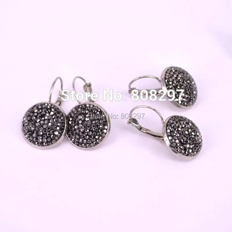 

New Trendy - 8Pairs Pave Rhinestone Round Shape Charms Clip Earrings For Women Jewelry Finding