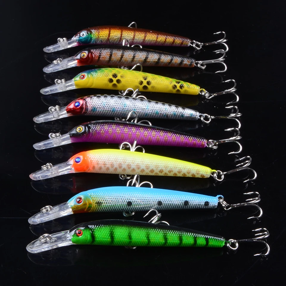 

8pcs 10cm 6.8g Hard Minnow Fishing Lure Topwater Floating Wobblers Crankbait Bass Artificial Baits Pike Carp Lures Pesca 3D Eyes