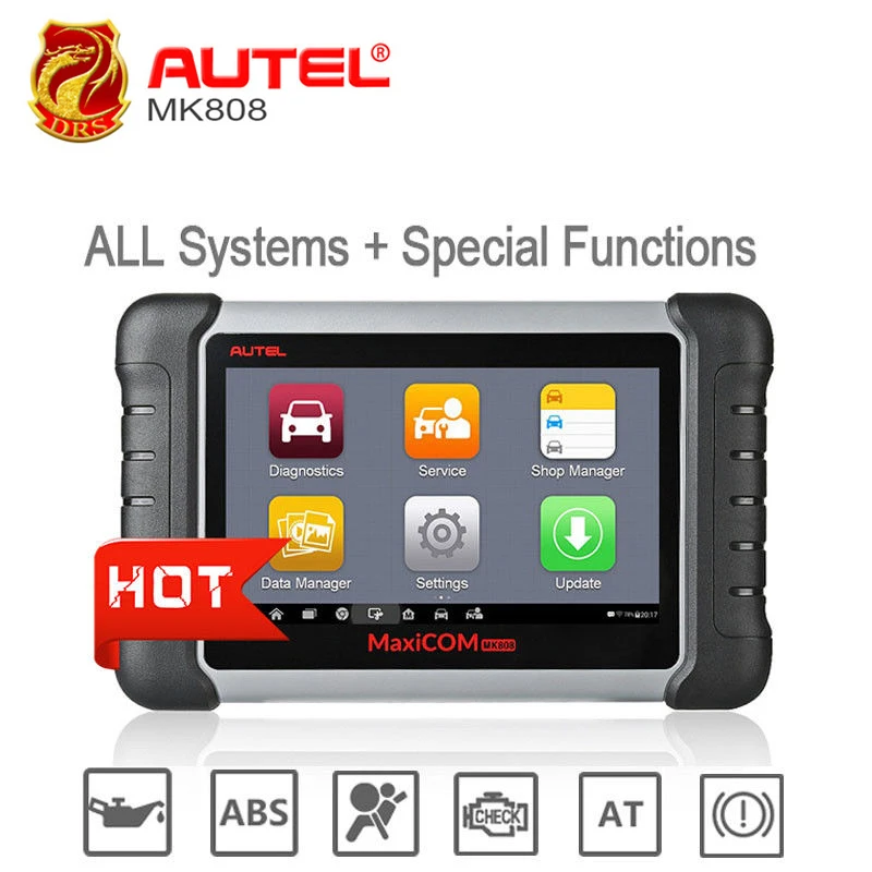 Автоматический считыватель кода Autel MaxiCOM MK808 MX808 Автомобильный сканер OBD2 OBDII автомобильный диагностический сканер универсальный инструмент полная система ABS