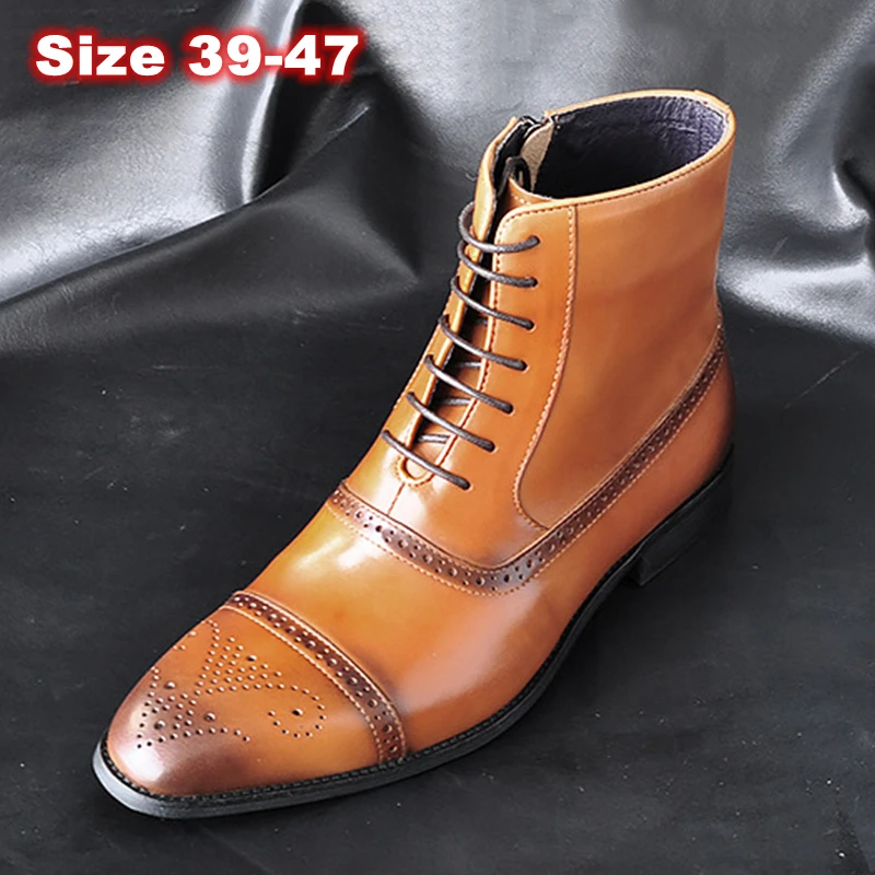 

Men's vintage chelsea boots fashion ankle boots men plus size 39-47 leather uppers and durable soles NMB04