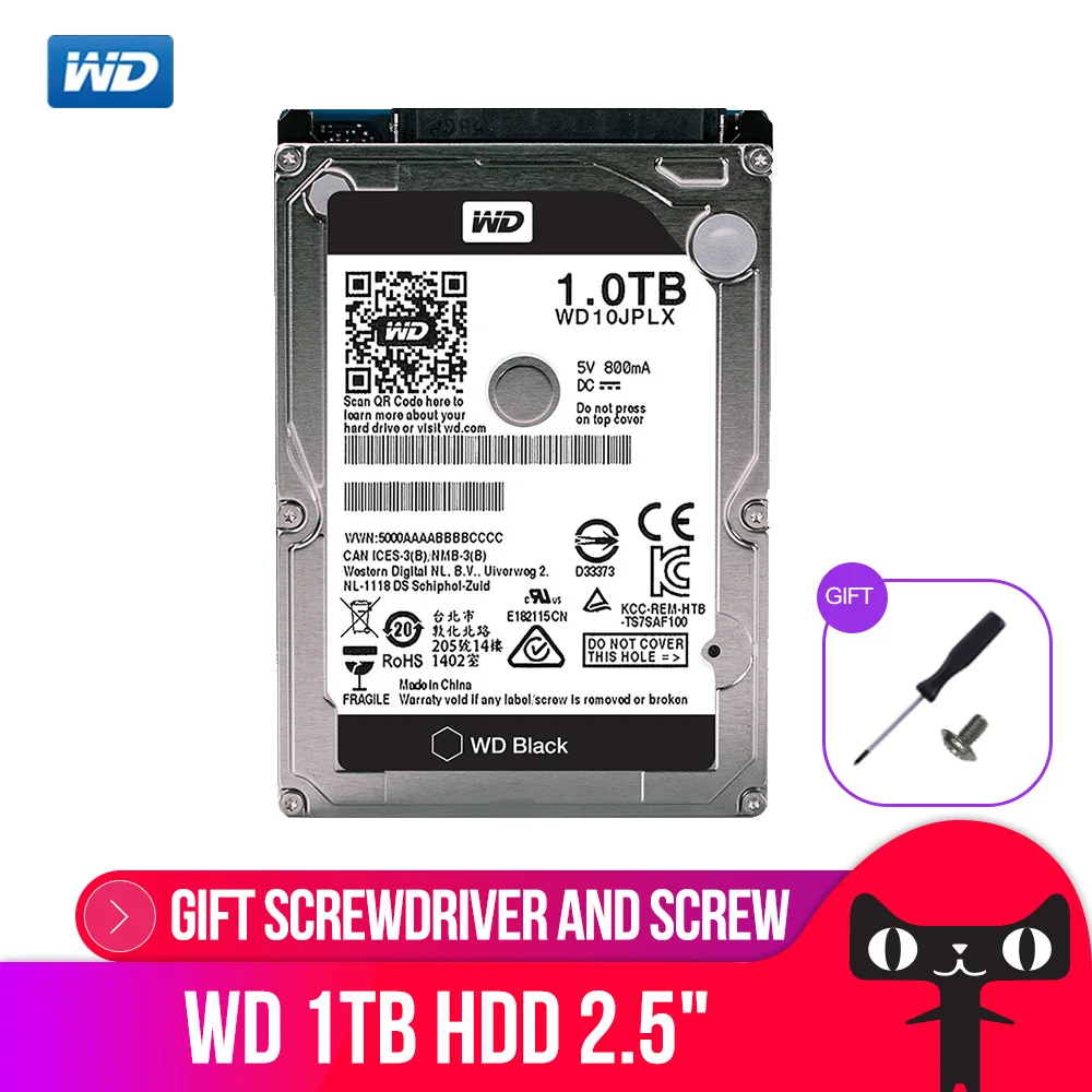 

Western Digital WD Black 1TB 2.5'' HDD HD SATAIII 9.5mm 7200 RPM Internal Hard Disk Drive for Notebook Laptop WD10JPLX
