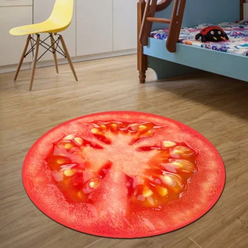 

3D Tomato fruit Printed Round Carpet For Living Room Kids Bedroom Rug Welcome Floor Anti-Slip Mats Computer Chair Area Rug