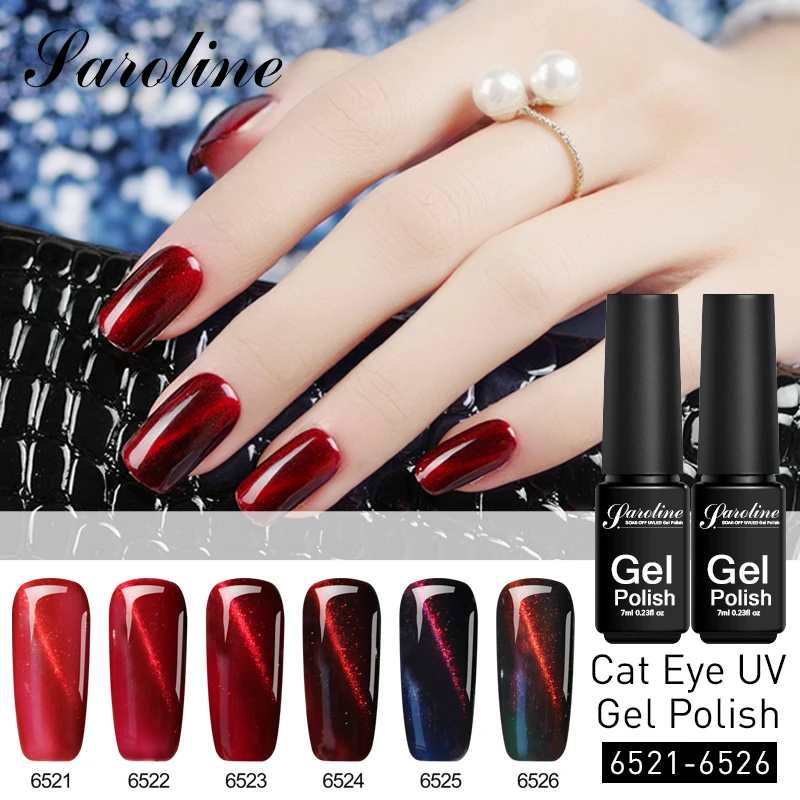 Saroline Red Cat's Eyes Nail Gel Varnish UV Colors Gel Lacquer Semi