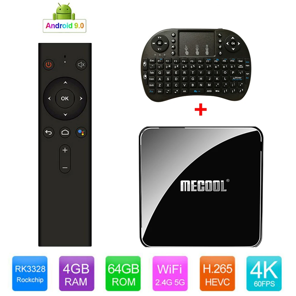 

MECOOL KM3 IPTV Box Media Player Android 9.0 Amlogic S905X2 4GB 64GB Wifi Bluetooth Smart Set Top Box With I8 Wireless Keyboard