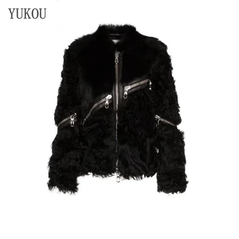 

Double-Faced Fur Women Dress 2018 Winter Fashion Sheepskin And Woolen Outwear Merino Sheep Fur Warm And Thick