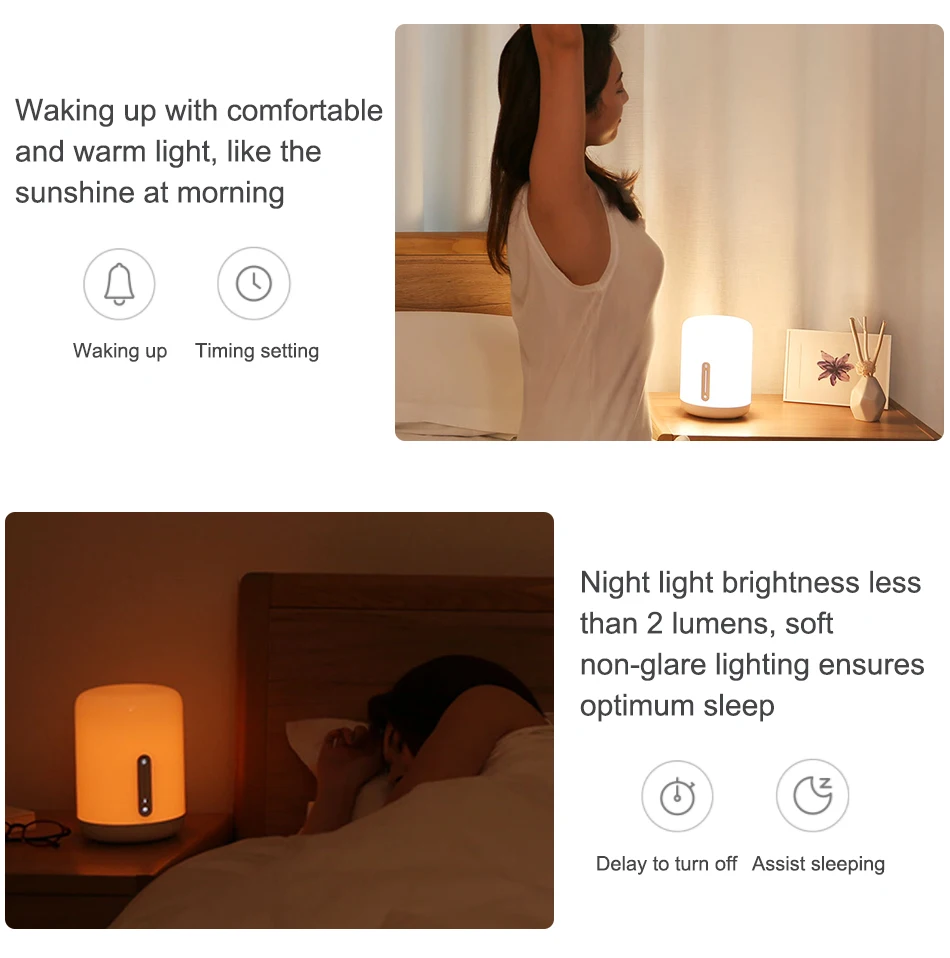 Xiaomi Mijia Ночной светильник 2 умный настольный светодиодный прикроватный светильник цветной 400 люменов Bluetooth WiFi Сенсорное управление для Apple HomeKit Siri