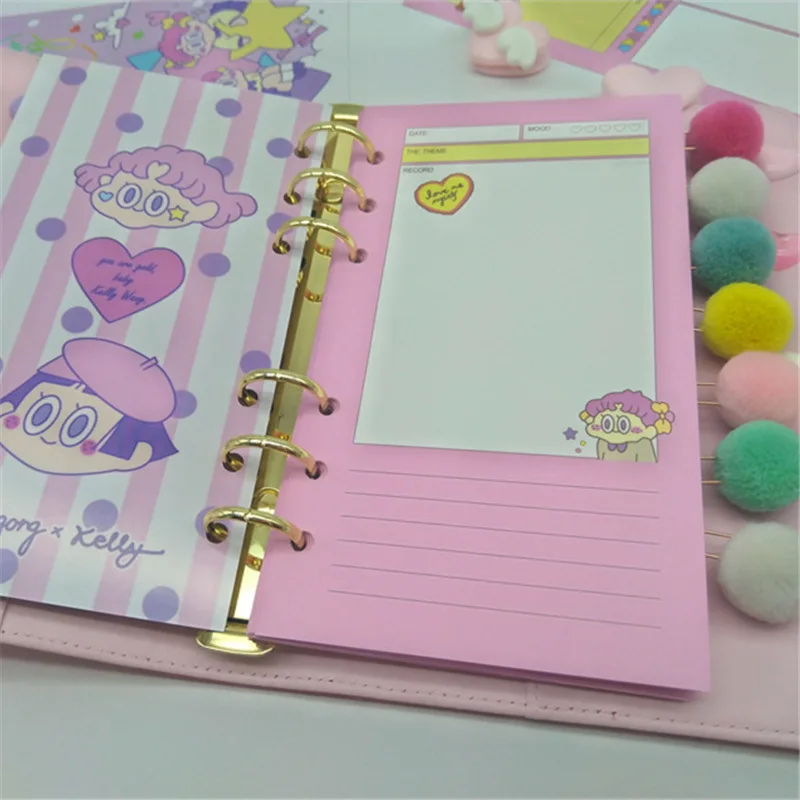 

New girl INS, Japan and South Korea pink cartoon color suit for core A5 A6 inner core hand books inside pages