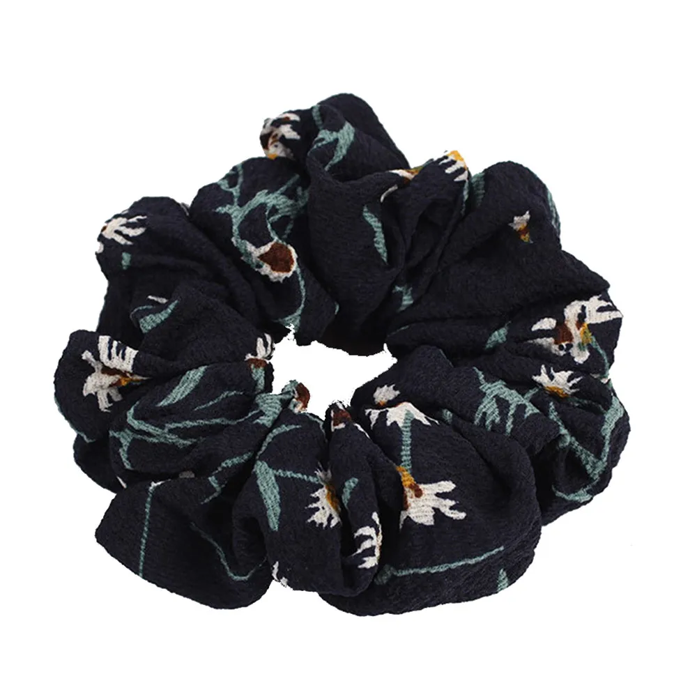Summer Floral Hair Scrunchies Bun Ring Elastic Fashion Sports Dance Scrunchie 