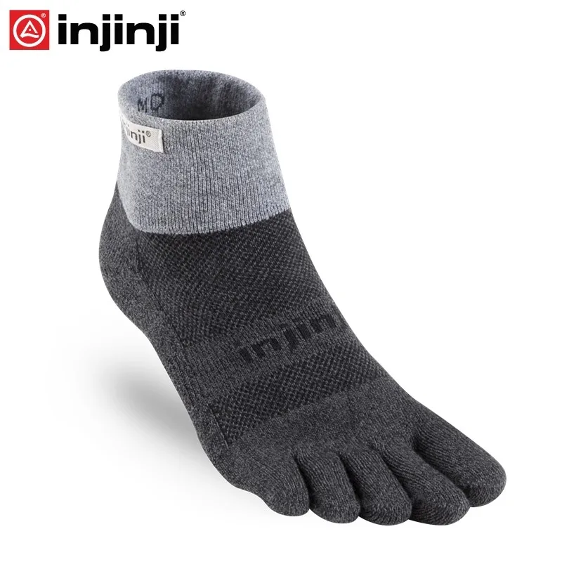 Injinji Toe socks Trail midweight mini-crew носки для бега с пятью пальцами мужские - Цвет: Granite