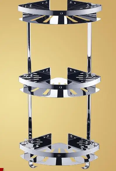 304 de acero inoxidable estante de baño 3 Capa de baño esquina cesta