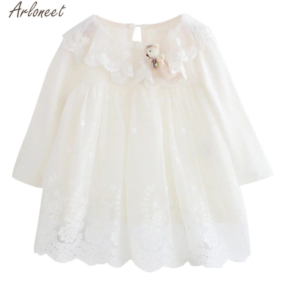 ARLONEET Newborn Infant Baby Girl Clothes Cartoon Embroidery dress girl Lace Tulle winter dress for girls 2018 princess costume