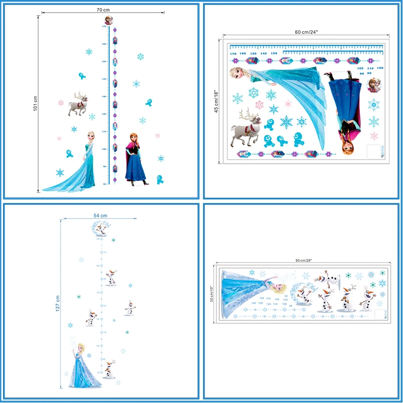 Мультфильм Эльза Анна Принцесса Высота Мера настенные наклейки домашний Декор Гостиная Дисней Замороженный Рост Диаграмма наклейки на стену Настенная роспись искусство