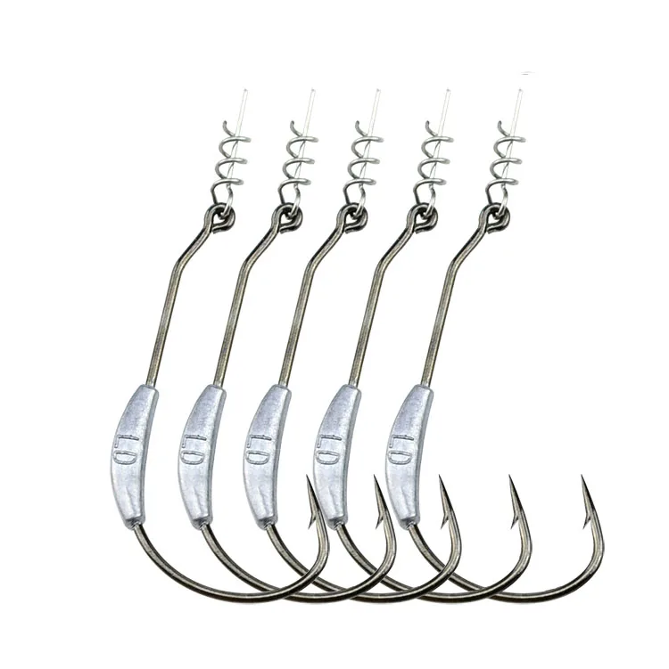 5pcs hooks+5pcs springs/Pack Texas Rig Crank Hook for swimming baits